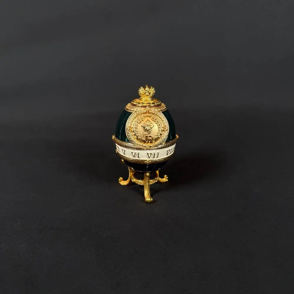 Joan Rivers Imperial Treasures Timepiece Clock Green Egg Enamel 3